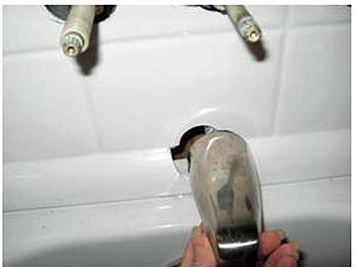 Shower liner tub spout hole cut too big | Terry Love Plumbing Advice ...