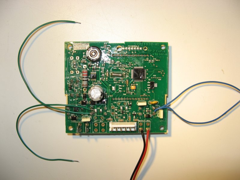 d rear of controller board with wires soldered in position.JPG