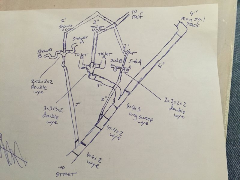 Back to back bathroom DWV layout | Terry Love Plumbing ... rough in plumbing diagrams 