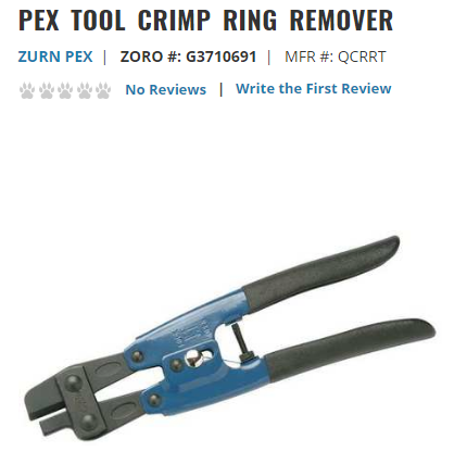 ZURN PEX QCRRT PEX Tool Crimp Ring Remover 