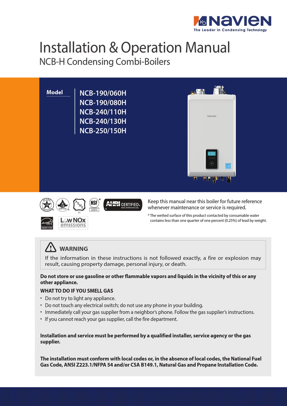 Navien NCB 250110H Wiring to suntherm air handlers. Terry Love
