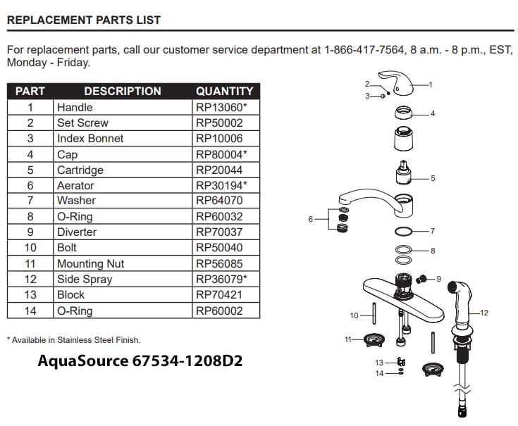 Aquasource Bathroom Faucet Parts Diagram Singerspartansewingmachine   Aquasource 67534 Parts 