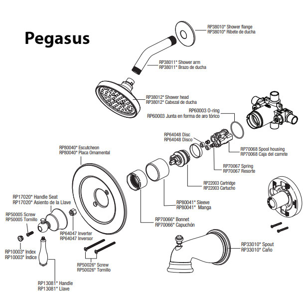 Pegasus Bathroom Faucet Cartridge Replacement Rispa   Pegasus Shower 03 