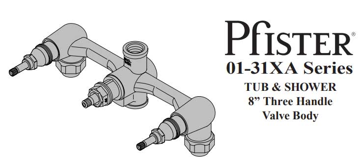 Pfister 00131XA 3-Handle Tub And Shower Rough-in Valve – 3-Hole, 1/2" Union Inlets, Pforever Warranty