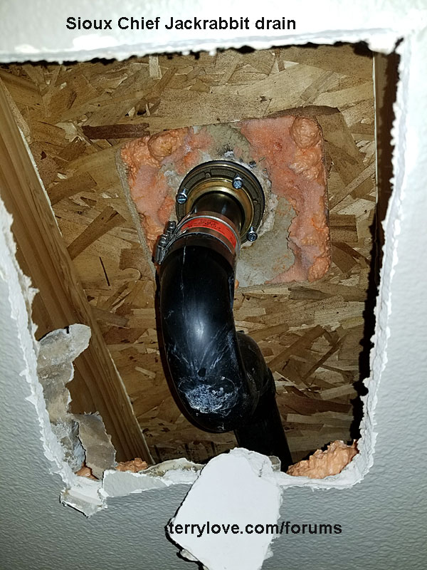 Shower leaking through ceiling below. The repair with a JackRabbit